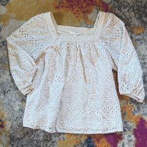 LC Lauren Conrad Cream Lace Blouse